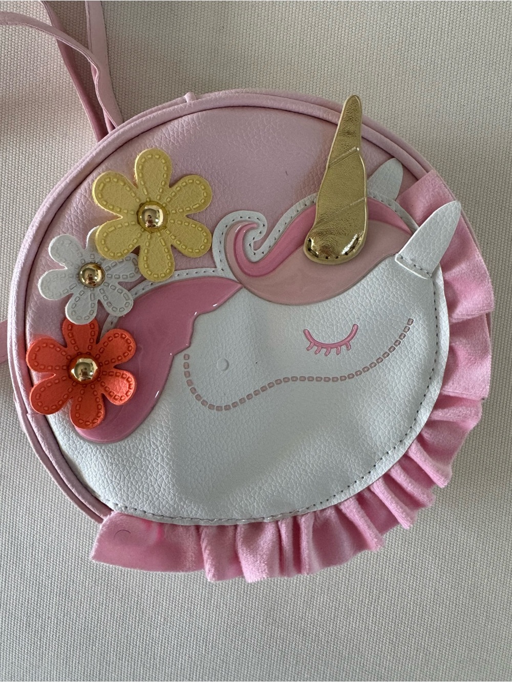 Bath and Body Works Pink Unicorn Floral Crossbody Bag with Gold Horn